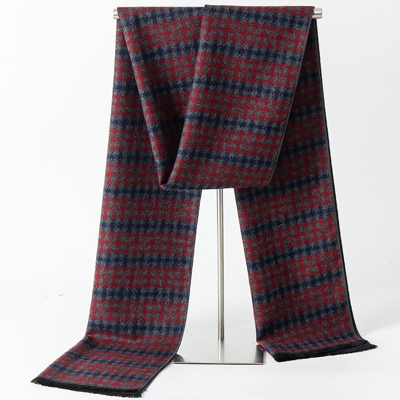 2024 Men's Brushed Imitation Cashmere Scarf - British Style, Business Casual, Autumn/Winter Accessory