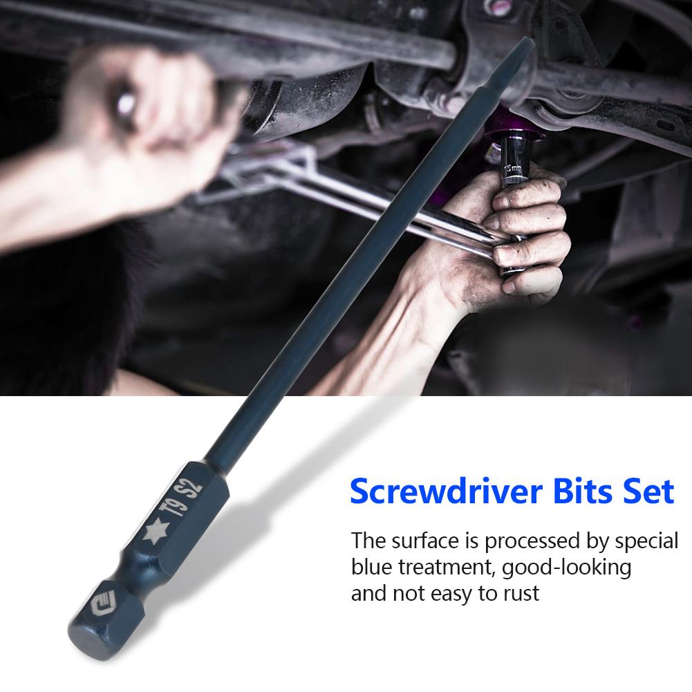 10 pcs 100mm 1 4  Hex Shank T9 Magnetic Security Star Head Screwdriver Bits Kit