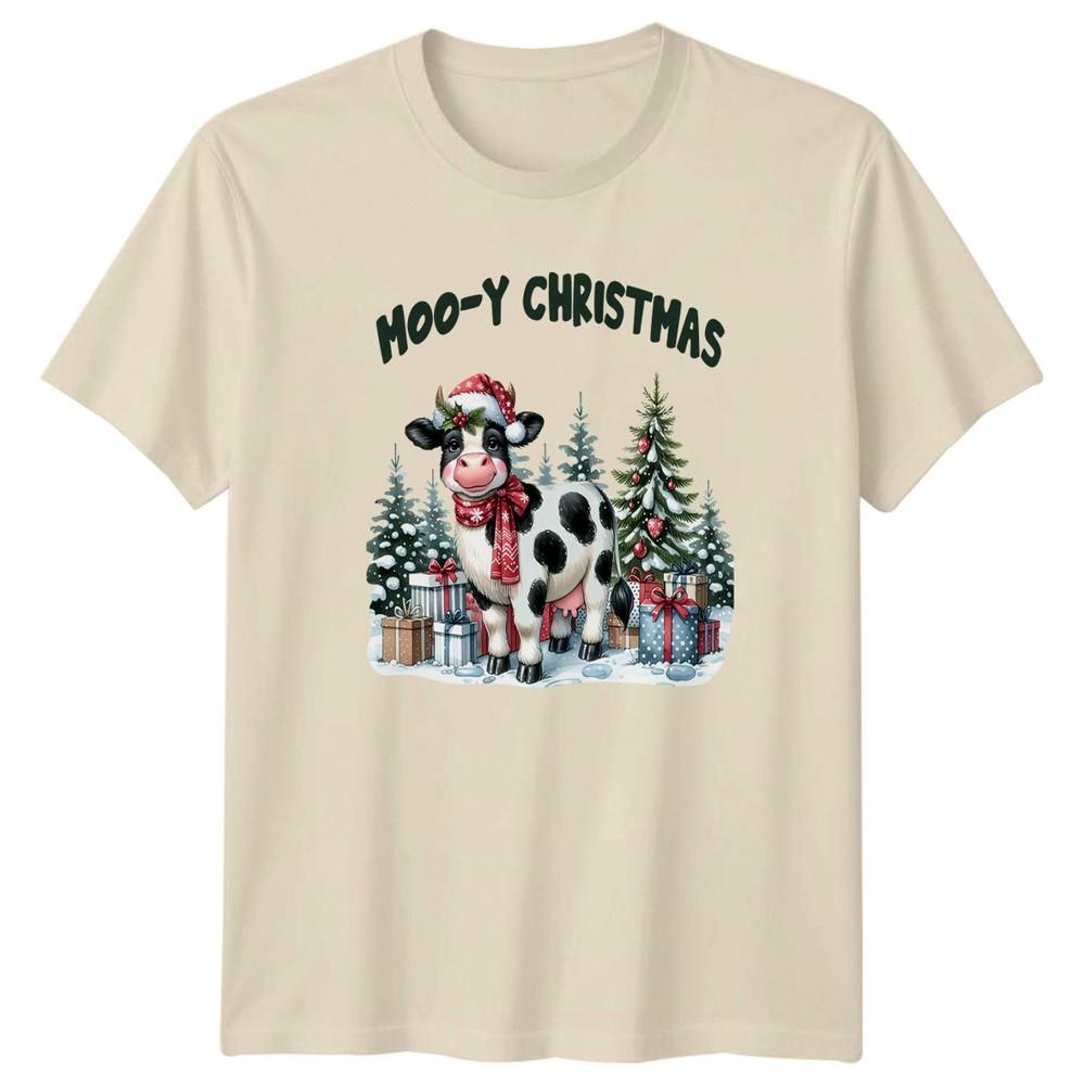 MooY Christmas Cow Holidays Christmas Unisexs Unisexs Graphic Tee Shirt
