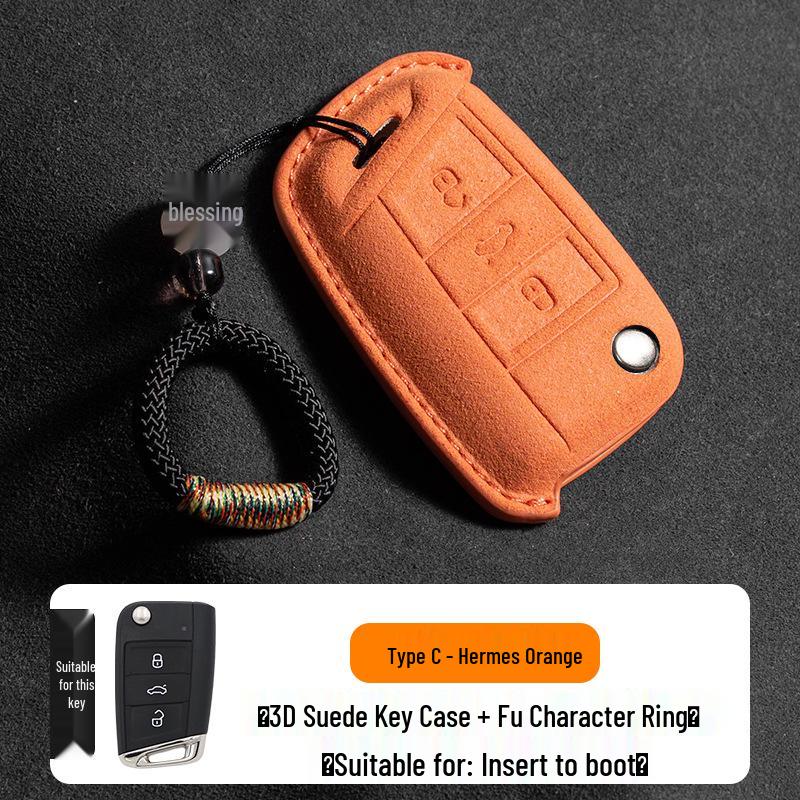 Volkswagen Wildleder Schlüsselhülle für Passat, Magotan, CC, Teramont X, Tiguan L, Tayron, Tayron X, Sagitar, Bora