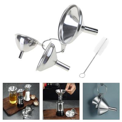 3-teiliges Küchentrichter-Set aus Edelstahl, lebensmittelechtes Metall, kleine Trichter, Öl-Spill-Werkzeug zum Befüllen von Flaschen, dauerhaft