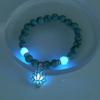 Bracciale Liscio in Lega di Zinco con Pietra Turchese, Ciondolo a Forma di Loto Vuoto con Perline Luminose che Brillano al Buio, Bracciale Elasticizzato