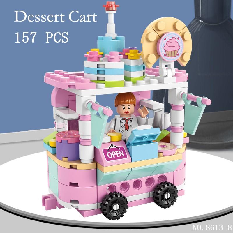 208pcs Mini City Street View Building Blocks McDonald's House Model Building Blocks Compatible with Children's Educational Toys