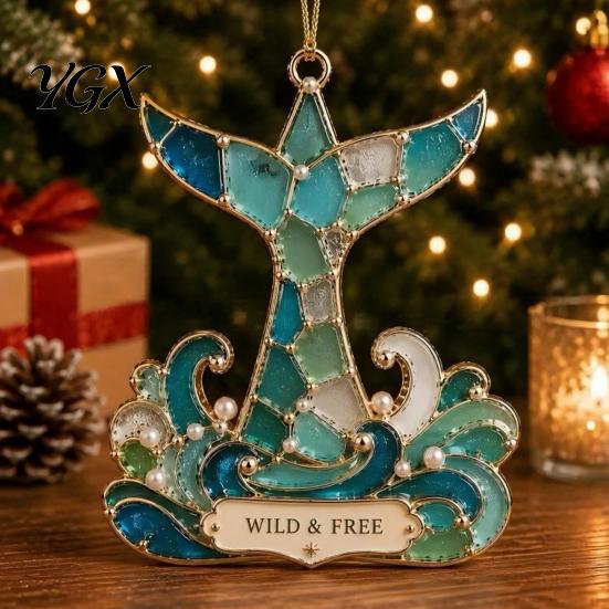 Modernes Haus Urlaubsdekoration Handgefertigt Meerglas Küsten-Weihnachtsbaumschmuck, Schildkröte Seepferdchen Seestern Geschenke für die Saison Segelboot Strand Hängedekoration