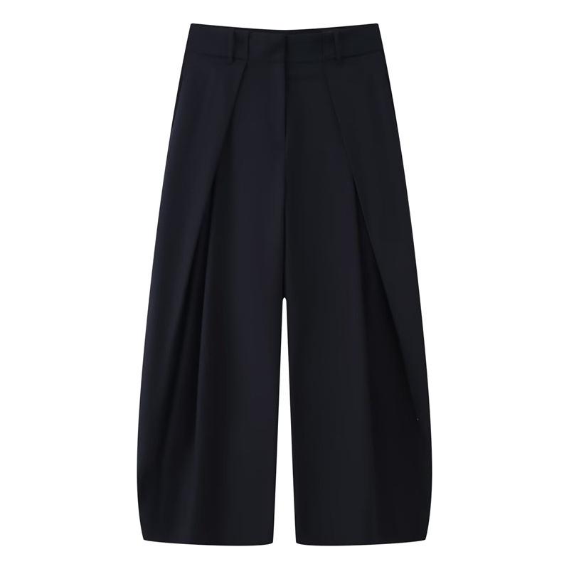 Women s Spring/Autumn Loose Casual Pleated Trousers (2025 Collection) Extra Small чёрный