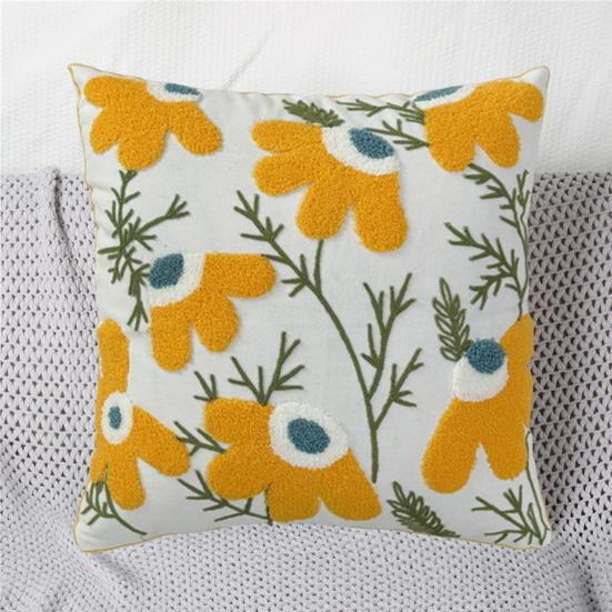 Floral Pillow Cover 18" X 18" Flower Throw Pillow Case Zippered Rustic Pillow Cover for Living Room Sofa Couch Bedroom Decoration