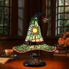 Witch Hat Lamps,2025 Stained Glass Witch Hat Lights with Mystical Charm, Handmade Gothic Wizard Hat Shape Lights for Wiccans & Halloween