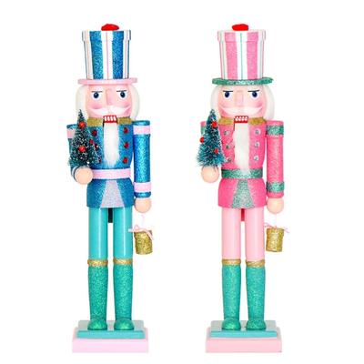 Christmas Nutcrackers Ornament Small Wooden Soldier Christmas Decorations Nutcrackers Figure Ornament for Table Shelf