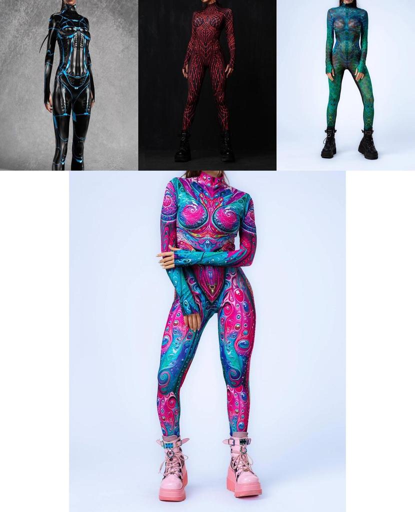 Halloween Cosplay Overall mit 3D buntem Aufdruck für Damen Rollenspiel
