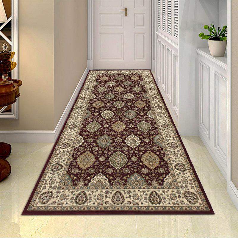 Bohemia Hallway Corridor Carpet Living Room Area Rug Flower Bedside Rug for Bedroom Boho Striped Anti-slip Kitchen Mats