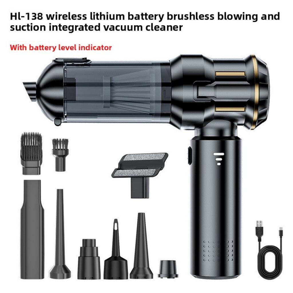 Aspirator auto portabil multifuncțional wireless de mare putere - Încărcare USB, Colector de praf cu aer comprimat, Uscător de păr