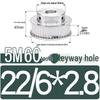 60-Teeth 5M Timing Pulley, T-Slot Width 16/21/27mm, BF Type Stepped with Machined Hole 6-20mm