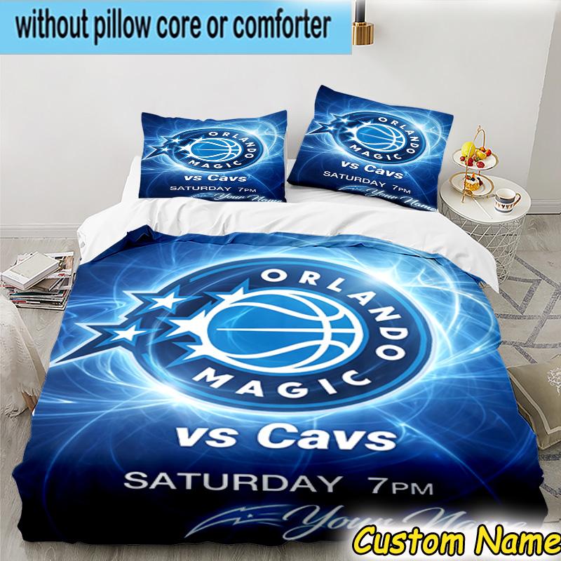 3pcs Custom Name basketball Orlando Logo Bedding Set Includes 1 Duvet Cover & 2 Pillowcases for All Seasons Dormitory Home Decor Christmas gifts