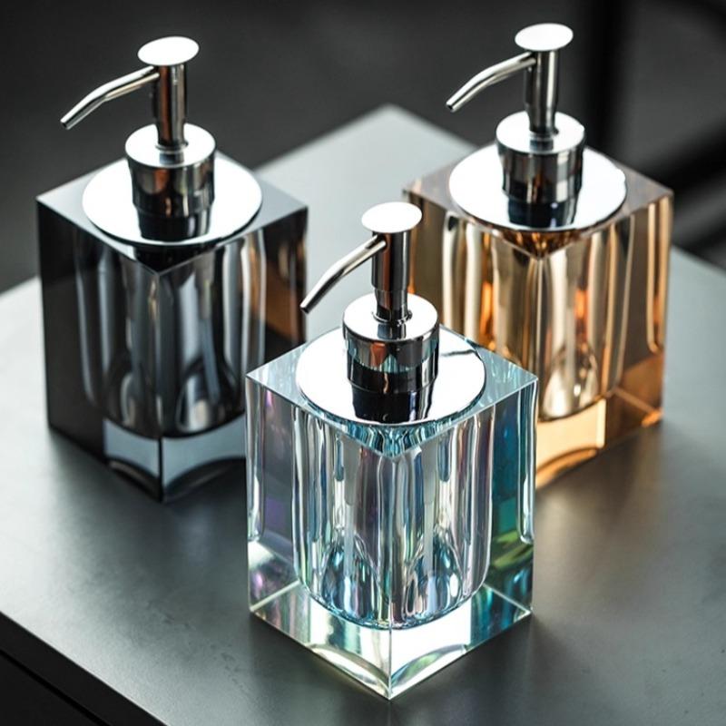 Luxury Crystal Glass Soap Dispenser Bottle Bathroom Shampoo Refill Bottle Hotel Toothpick Holder Soap Dish Pump Lotion Bottle