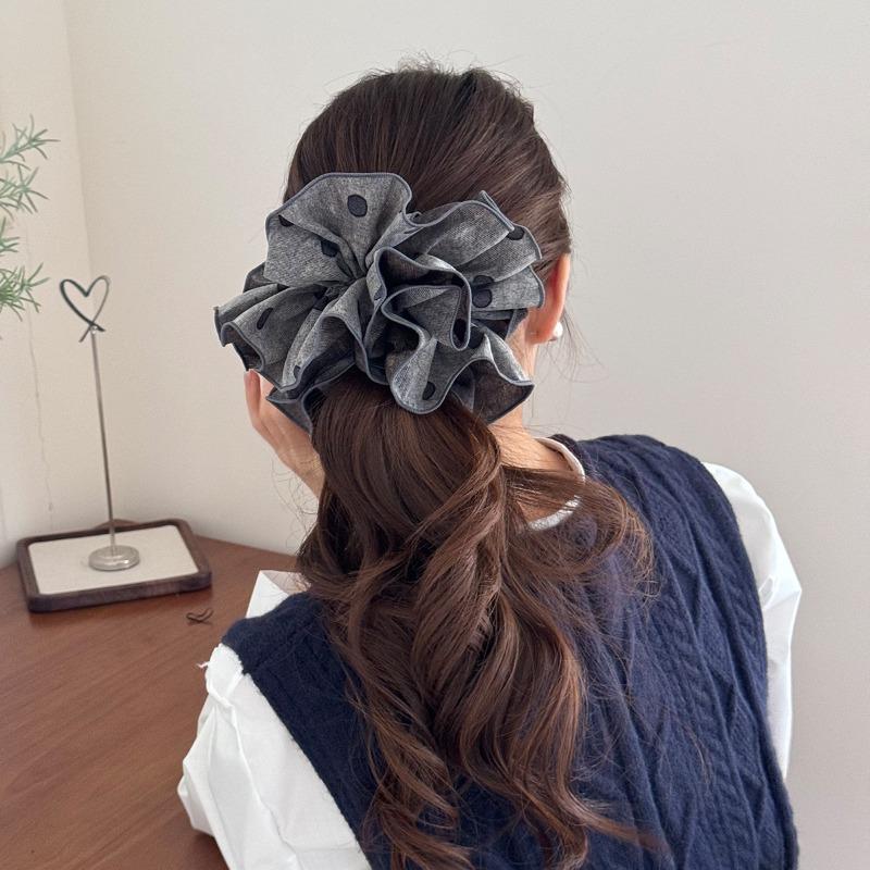 Hochwertiger Stil Grauer Polka-Dot-Rock, Haarnadel, Nischen-Hochwertiger Pferdeschwanz-Haargummi, Dame