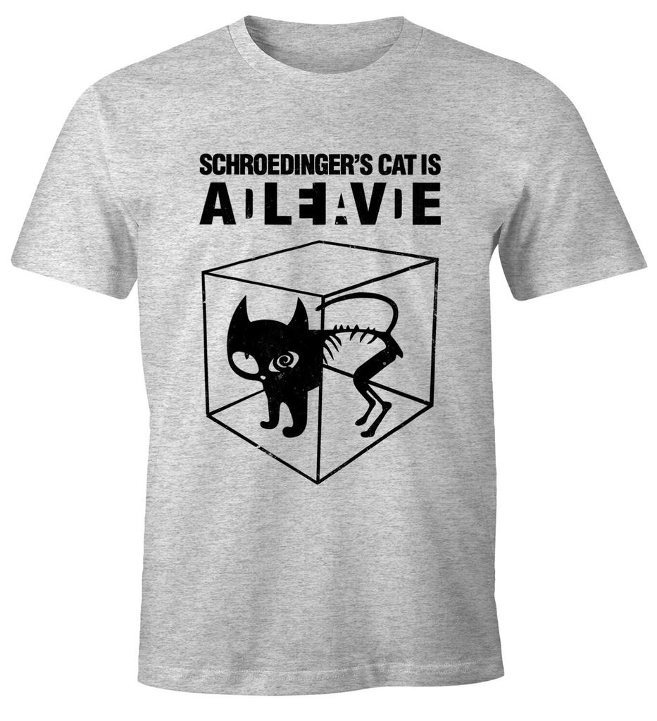 Schrodinger Cat Man T-shirt Fun Shirt Pure Cotton Material Breathable Comfortable Machine Washable Casual Loose Tops New Arrival