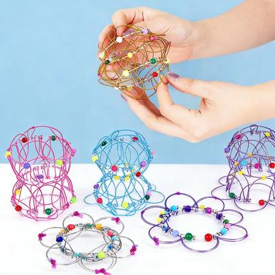 Magic Iron Ring Puzzle Toy Creative Mandala Flower Basket Decompression Fidget Toy Educational STEM Sensory Toys for Adults Kids