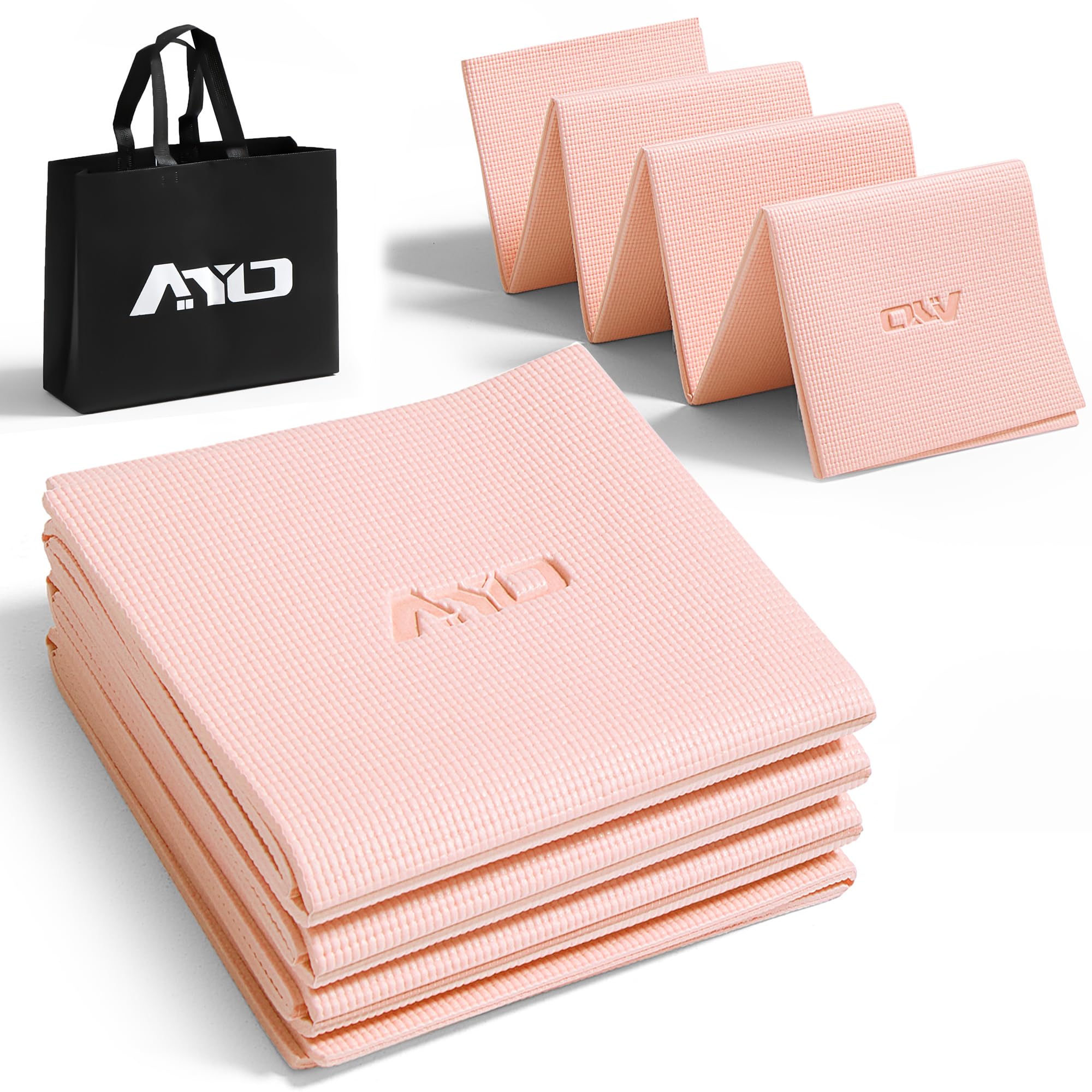 

AYO Folding Yoga 6mm with Yoga Mat Bag Ideal for and Light Pink Mat, Thick, Lightweight, Popular, Portable, Compact, (17361cm), Stretching, Fitness,