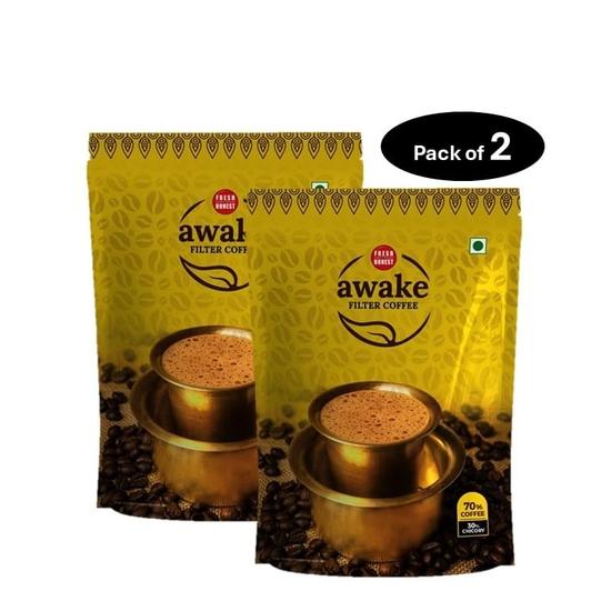 Fresh & Honest Awake Filter Coffee Powder Packet 70:30 Blend, 200G - Pack Of 2 (400 Gram)