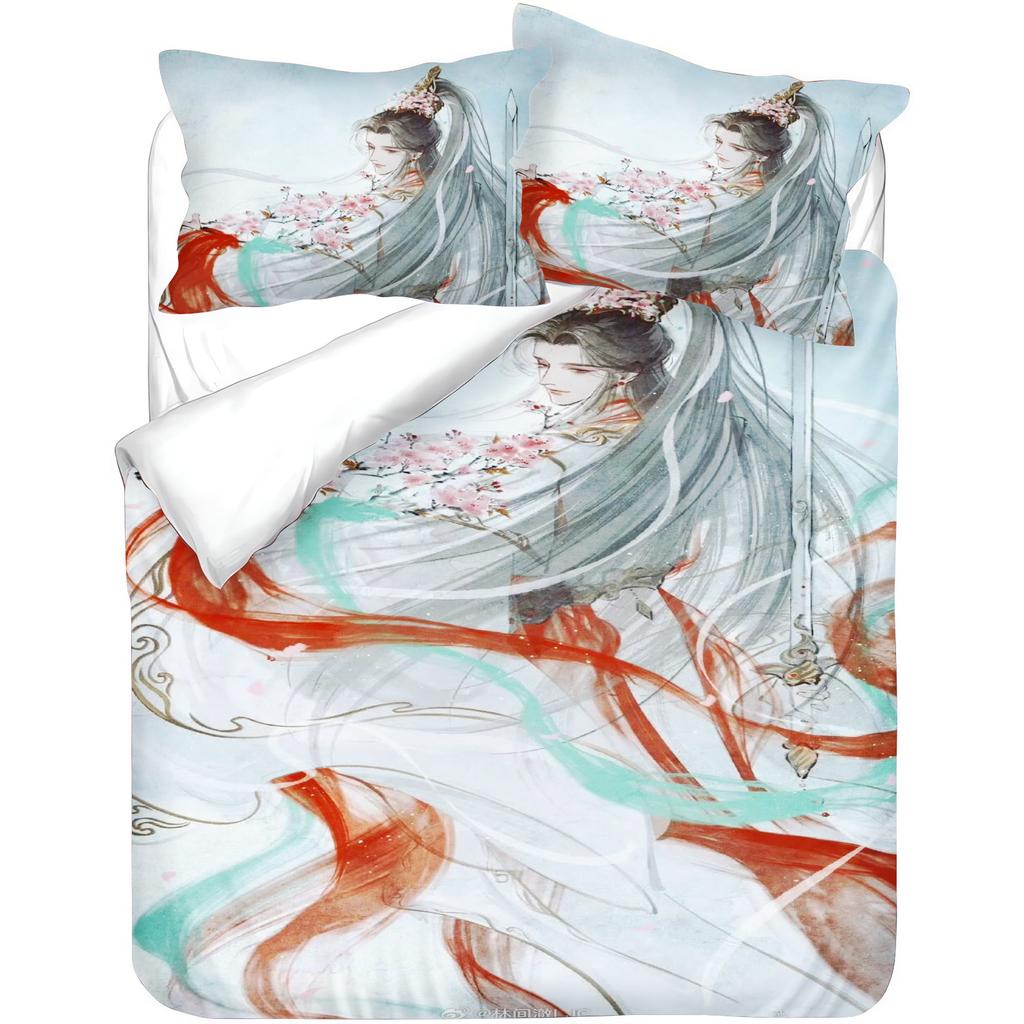 Heaven Official's Blessing Anime Bedding Set, Polyester Digital Print Duvet Cover, Zipper Closure Machine Washable Kids Decor