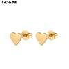 Women Golden Stainless Steel Cute Stud Earrings Carnations for Girlsl Heart T Earrings Minimalist Jewelry