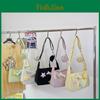 Cute Nylon Shoulder Bag For Girls Sweet Style Boston Bag With Wide Shoulder Strap Pillow Shape Zipper Closure