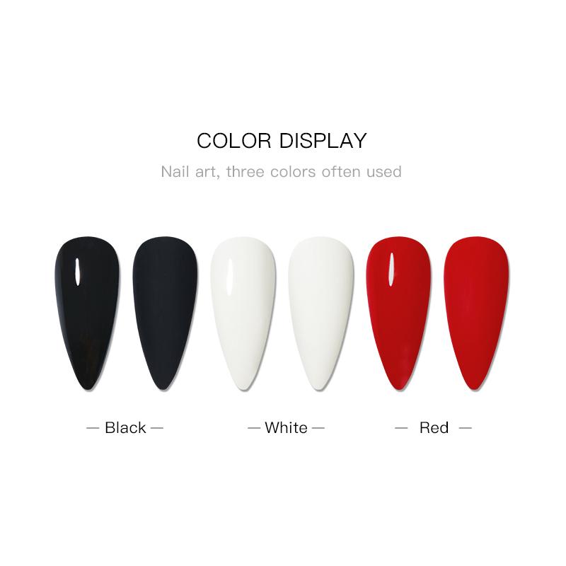 BEAU COLOR 1pcs Black White Red Solid Pure Color Nail Gel Polish for Nail Art Salon Painting Design and Home Manicure DIY