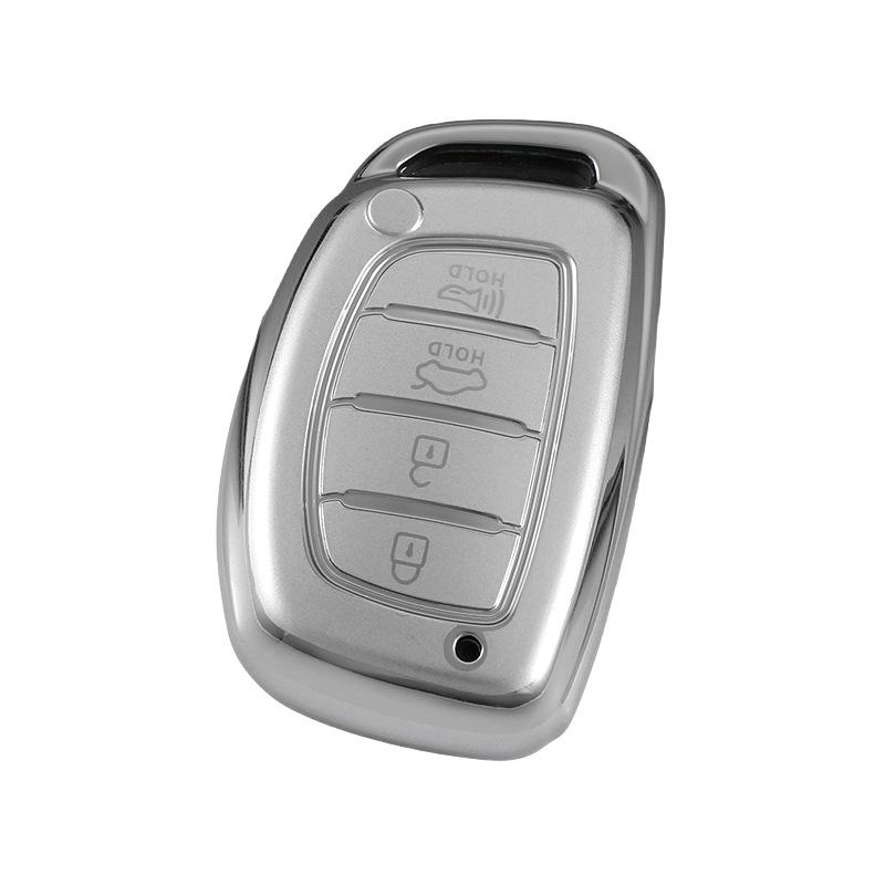 Hyundai Tucson L Quicksand Silver 4-Button Key Case - Korean Car Interior Protective Shell