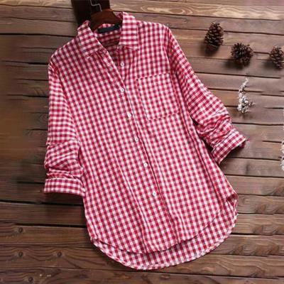 Women Shirt Lapel Long Sleeve Mid-length Shirt Pocket Single Breasted Loose Fit Shirt Streetwear