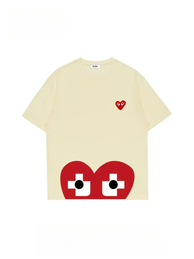 Pure Cotton Love Printing Loose Short-sleeved T-shirt Women's Summer Trend Couple Loose Top Compression Shirt Vszap