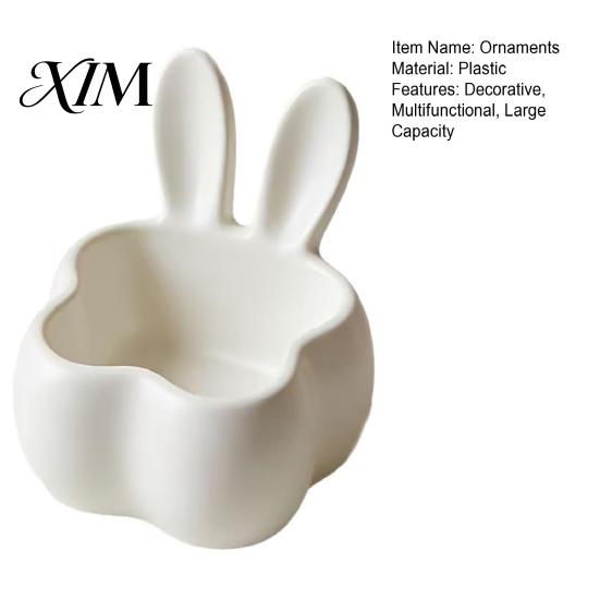Healing Desk Accessories 3D Printed Rabbit Storage Organizer, Cute Bunny Ears Desktop Container for Decorative Ornament Keys Jewelry, Plastic