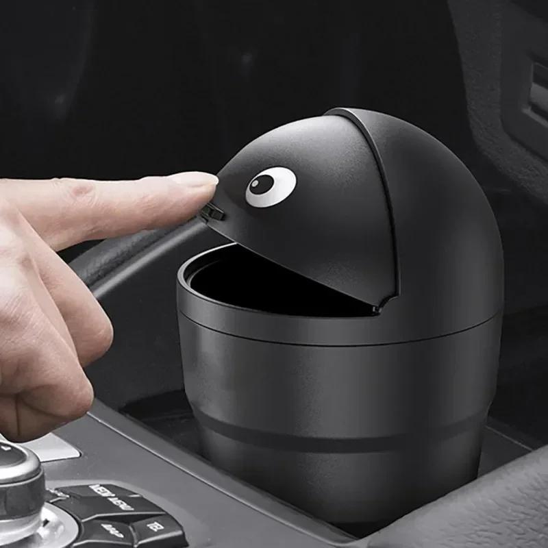 Black Cute Car Door Storage Car Trash Can Cartoon Modeling Simple and Portable Passenger Mini Car Trash Can Storage Bucket