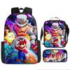 Set Zaino Cartone Animato Mario per Bambini Studenti Grande Capacità Casual Borsa da Scuola Trio meno