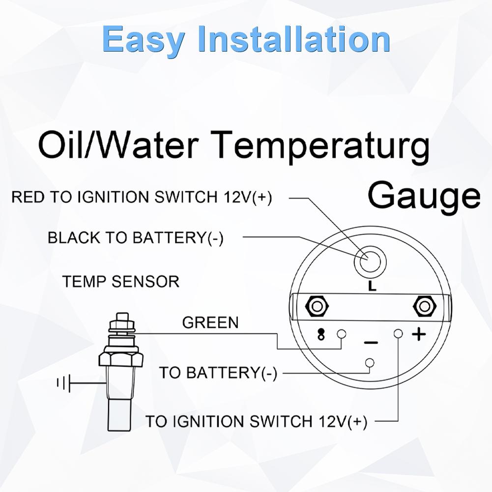 2" 52mm Oil Temp Temperature Gauge Meter Kit 50-150℃ Digital LED Display DC12V for Car Truck Vehicle Automotive