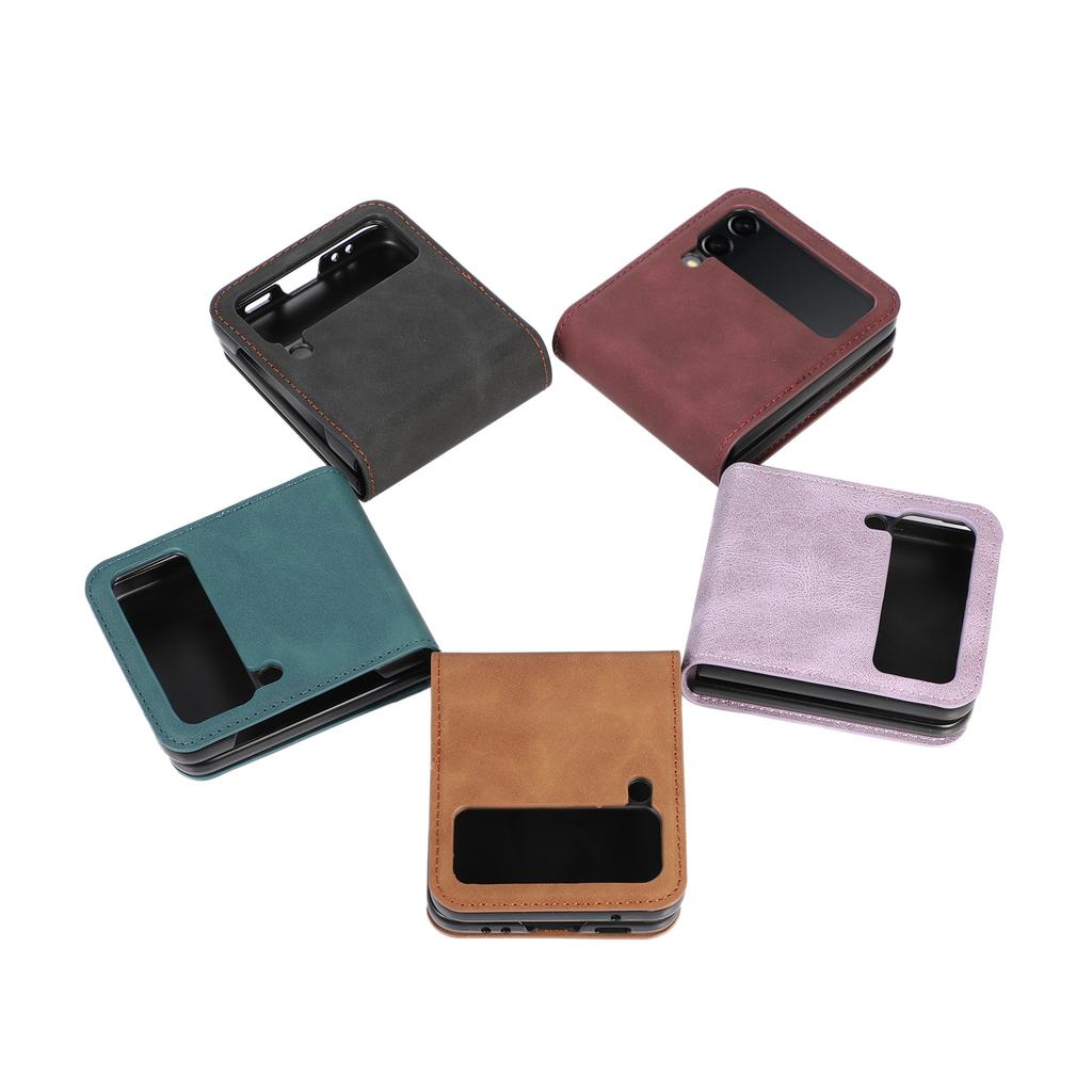 Applicable To Samsung Z Flip6 Mobile Phone Case Z Flip5 Retro Matte Card Solid Color Folding Mobile Phone Case