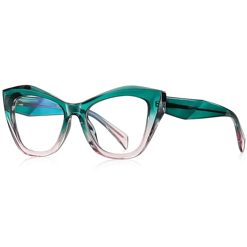 Green Pink Cat Eye Glasses Anti Blue Light Photochromic Myopia Progressive Prescription Eyeglasses With Recipe