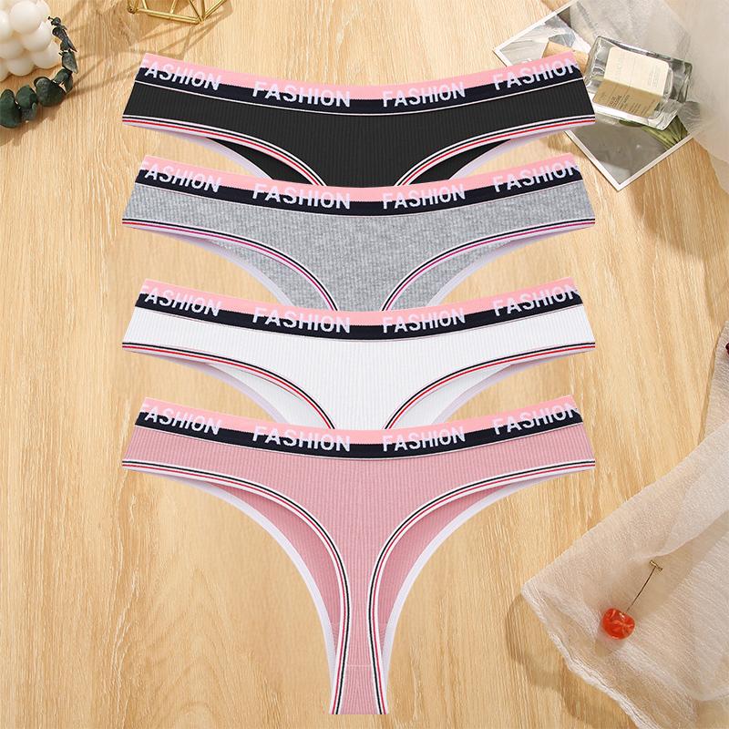 FINETOO 4 Stück/Set Damen Nahtlose Baumwollslips Intimates Sexy Slips Atmungsaktive Unterwäsche Weiblich Niedrige Taille Weiche Dessous S-XL