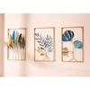 Metal Leaf Wall Hanging Decor | Nature-Inspired Leaf Design | Easy Installation (Set of 3 | Gold)