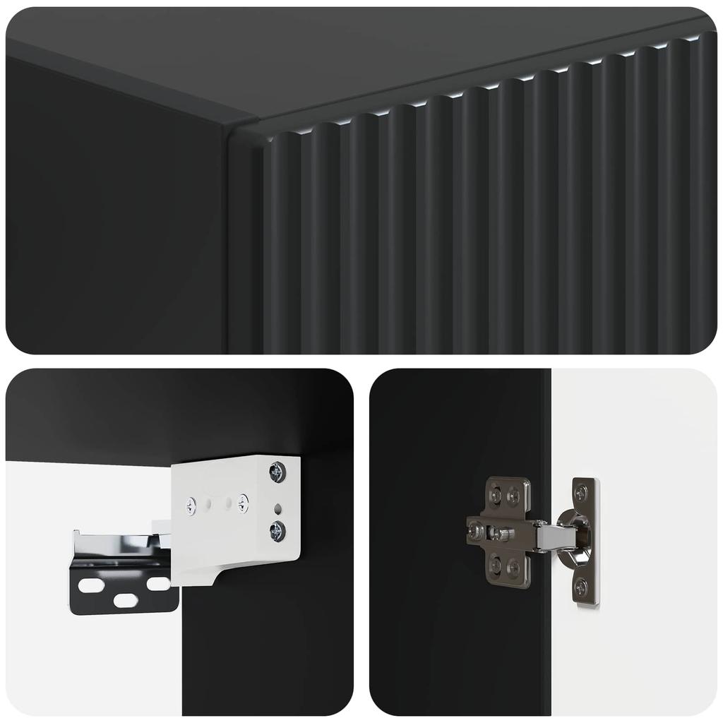 Wall Mounted Cabinet Black 33 x 34.5 x 90 cm Engineered Wood