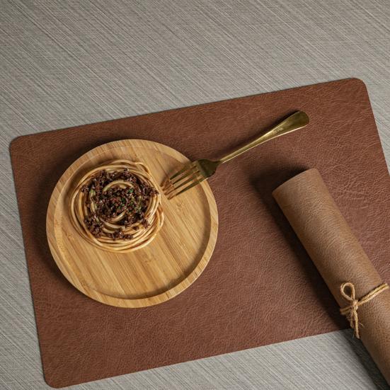 Double-Sided Placemat Waterproof Oil-Proof Heat Resistant Coaster for Dining Table Faux Leather Non-Slip Pad