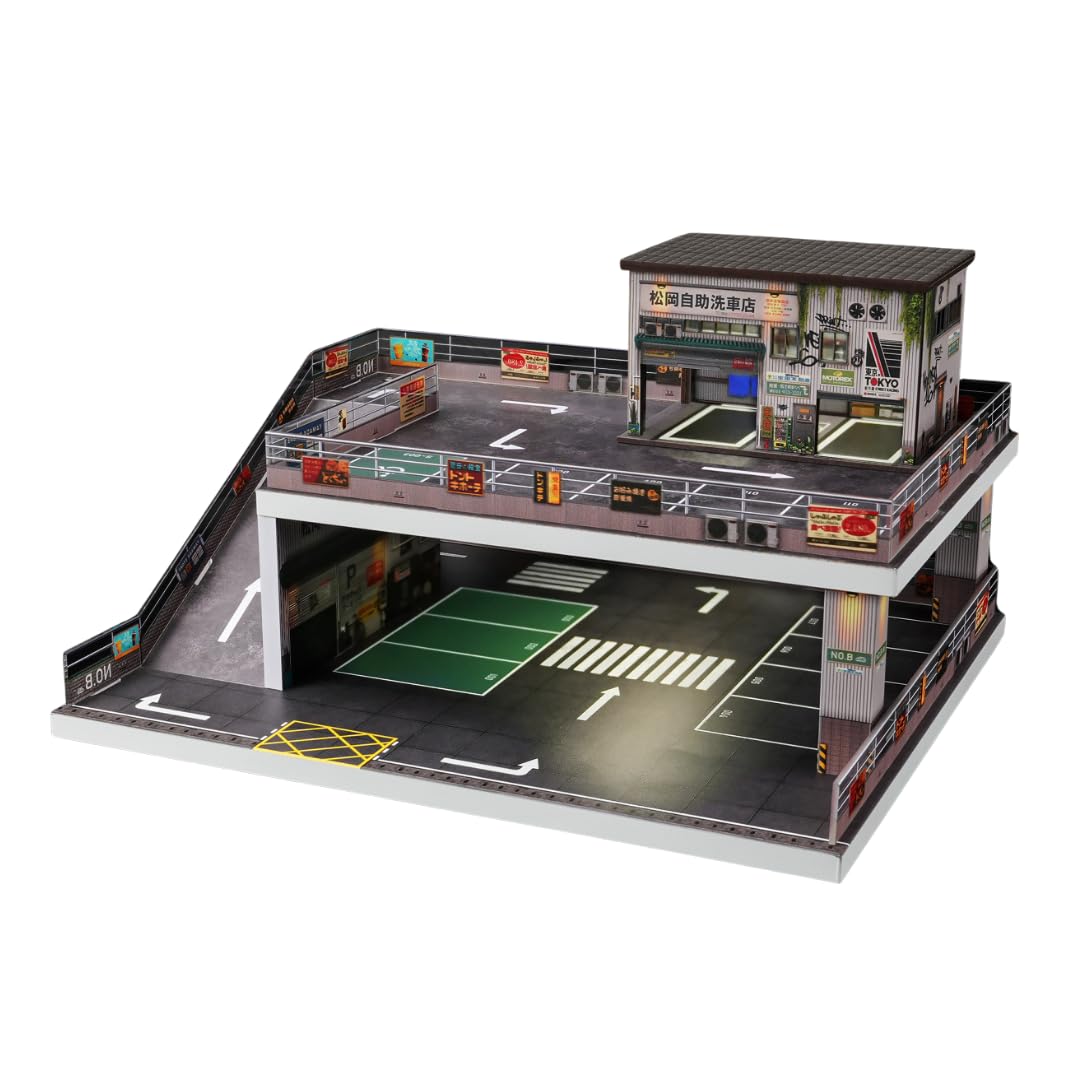 

GarageLine Miniature Car Cafe Diorama Display Photography Streetscape Collection GL0004 1/64 Case, Background, Model, (green) [Used] зелений