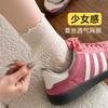 White Stacking Socks Children'S Summer Thin Lace Lace Medium Tube Socks With Small Leather Shoes Black Trendy Ice Socks