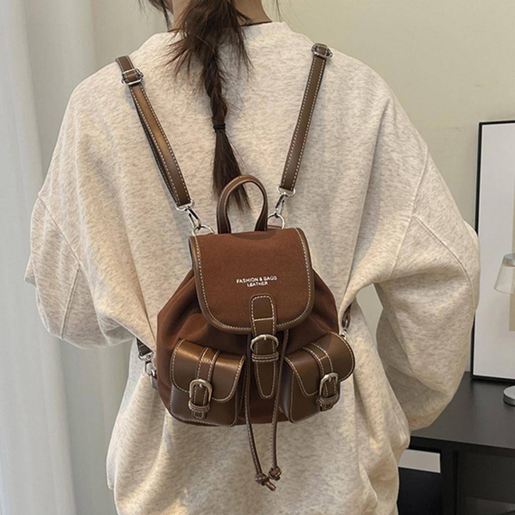 Schultasche Herbst und Winter Retro Wildleder Rucksack Arbeit Vielseitig Damen Reise Rucksack Studenten Pendeln Schultasche
