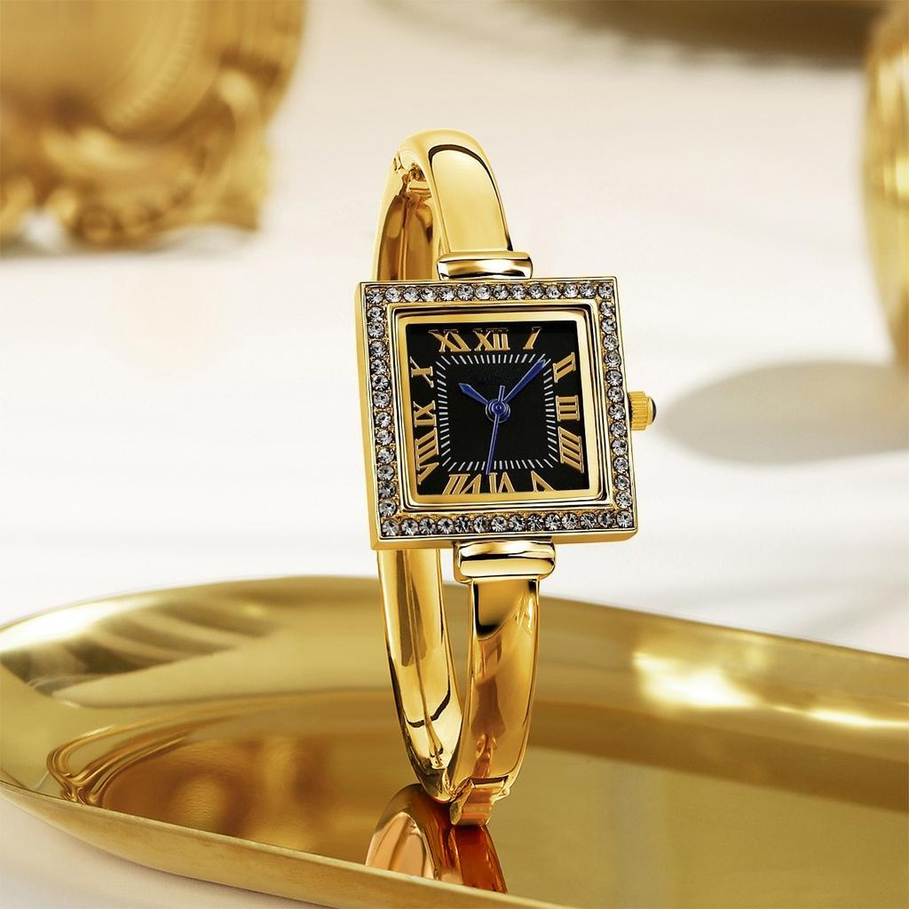 Minimalist Bangle Watch for Women Square Dial Analog Quartz Wristwatch Dress Clock
