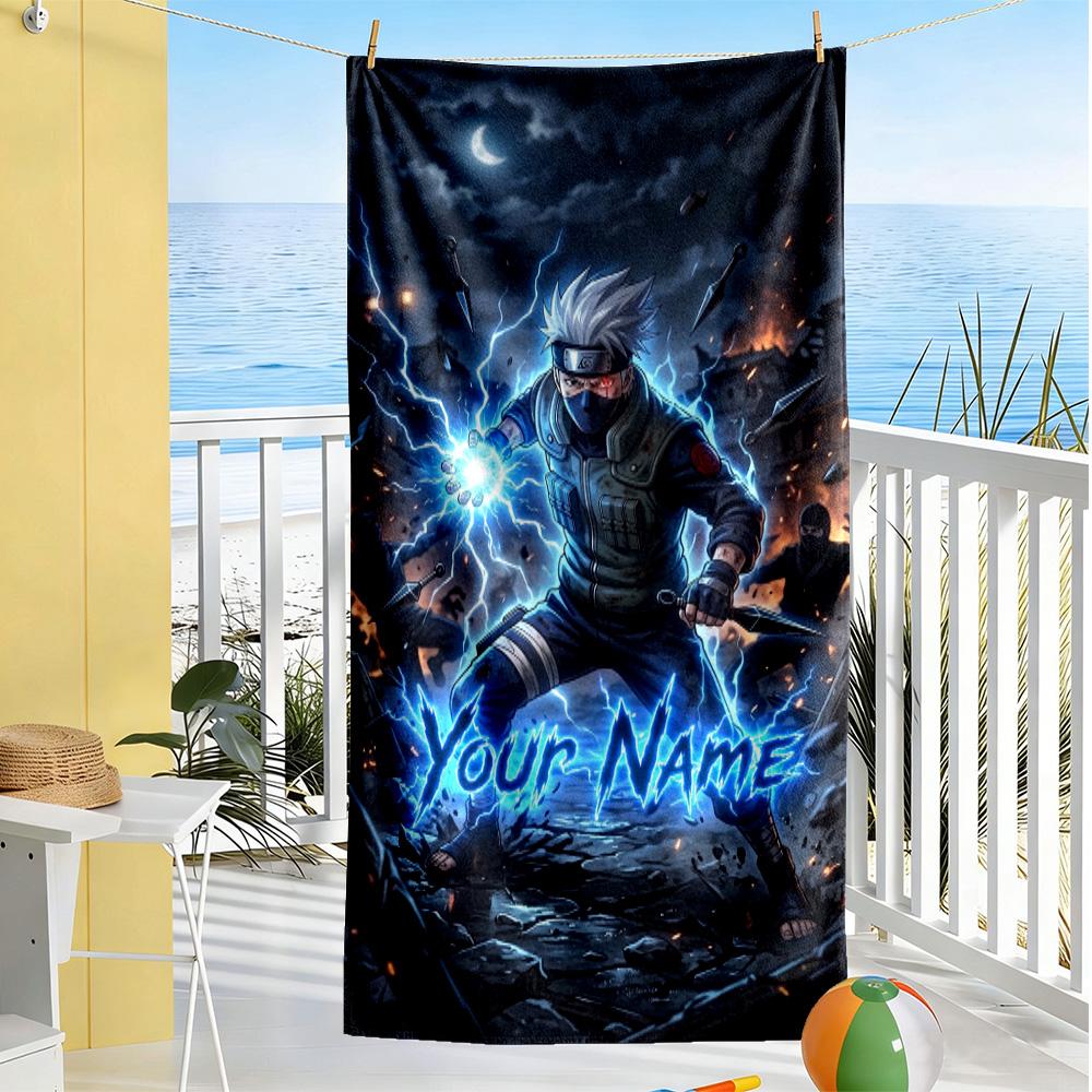 Naruto Character Customized Name Beach Towel Super Soft Microfiber Quickdry Fabric Suitable for Swimming Gym Camping Yoga Vacation
