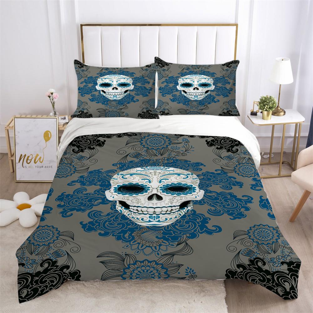 3D Skull Printing Duvet Cover Set Twin Size Microfiber Bedding Set Fashion High Ranking Cool Bedroom Decor