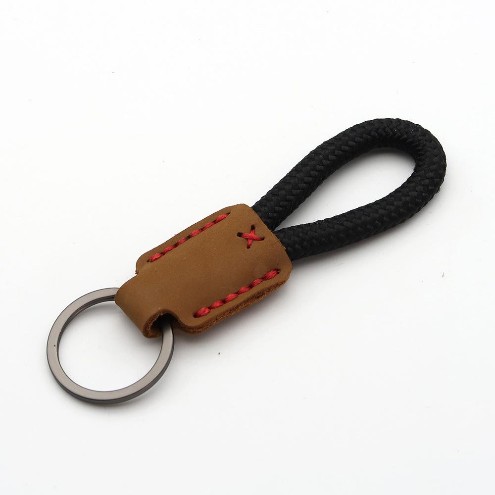 Handmade Genuine Leather Key Chain Pendant - Frosted Leather, Multifunctional Lanyard, Creative Design Key Ring