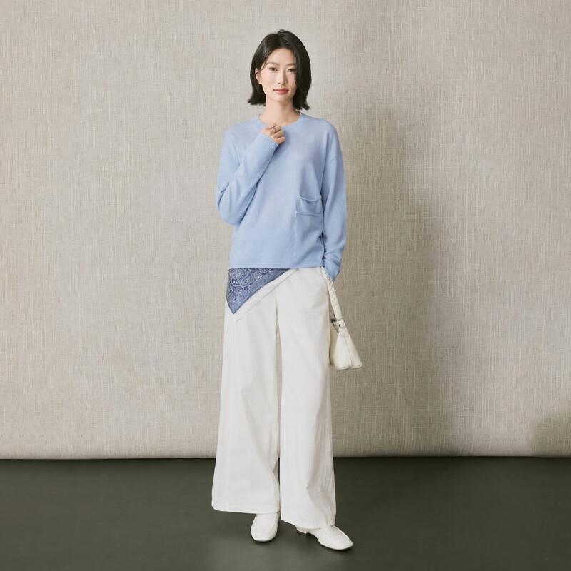Beifanglu Women's Cashmere-Blend Asymmetric Pocket Knit Sweater