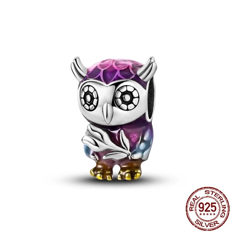 925 Sterling Silber Lila Perlen Blume Schmetterling Hänge Charm Passend 4MM Lochdurchmesser Armband Halskette 925 Schmuck Geschenkherstellung