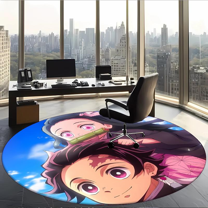 Nezuko (1) Round Office Rug Decorative Floor Rug for Office Bedroom Living Room and Home Space